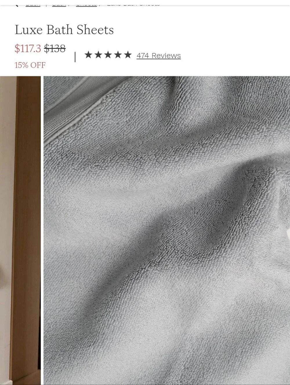 Set Cozy Earth Light Grey Bath Sheets (7) Hand Towels (5)